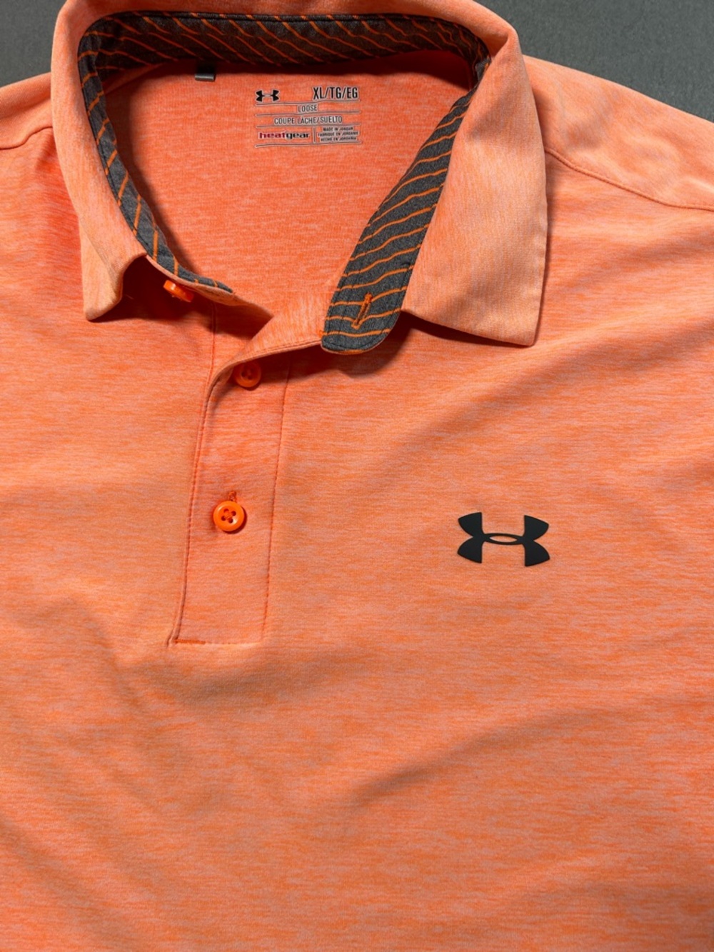 Under Armour Men’s Coral-Orange Polo Golf Shirt - Picture 6 of 14